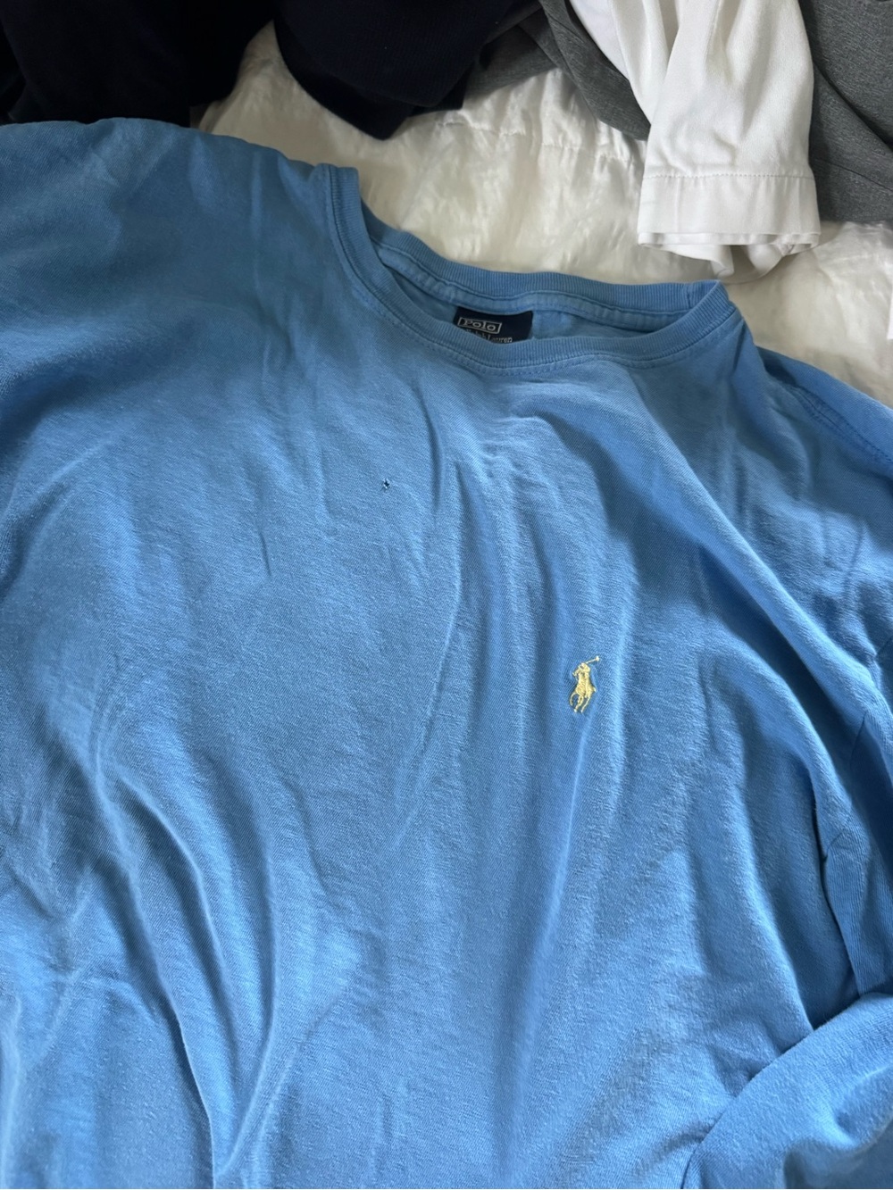 Polo by Ralph Lauren Blue Long Sleeve Crewneck with Yellow Pony